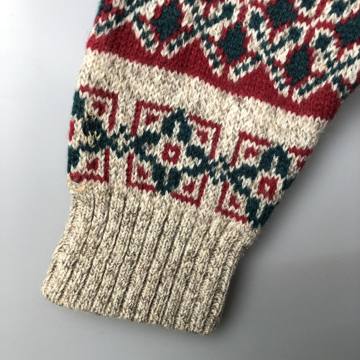 Vintage 80s-90'S Eddie Bauer Fair Isle wool knit sweater with black tag, men's size XL wool red type Vintage Second Hand