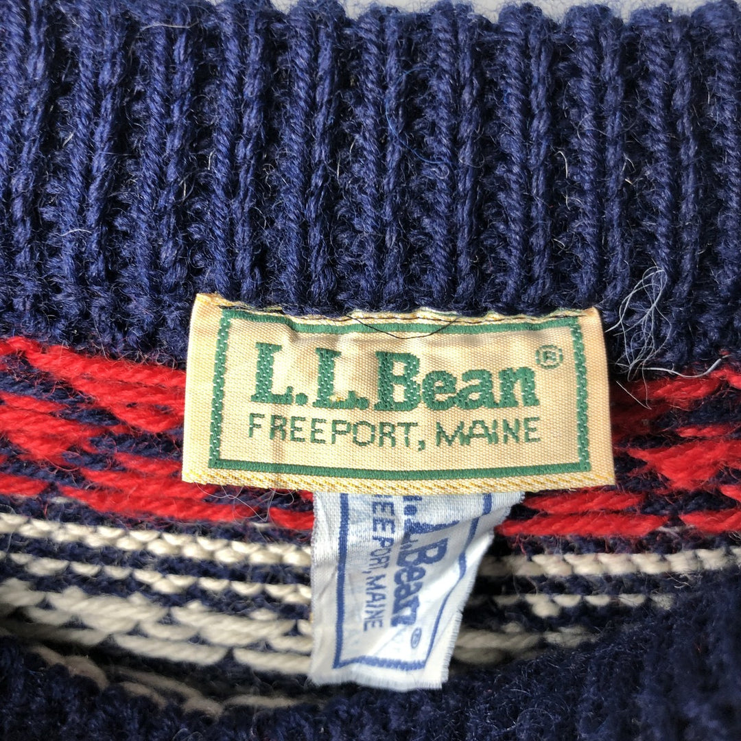 Vintage 70s-80'S LLBean All-Over Snow and Reindeer Pattern Nordic Sweater, Men's Size XL wool navy blue type Vintage Second Hand