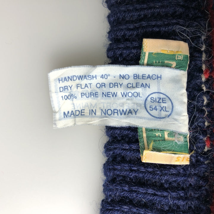 Vintage 70s-80'S LLBean All-Over Snow and Reindeer Pattern Nordic Sweater, Men's Size XL wool navy blue type Vintage Second Hand