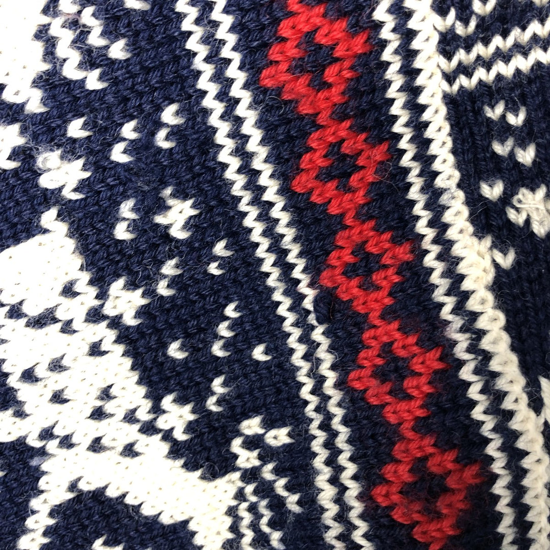Vintage 70s-80'S LLBean All-Over Snow and Reindeer Pattern Nordic Sweater, Men's Size XL wool navy blue type Vintage Second Hand