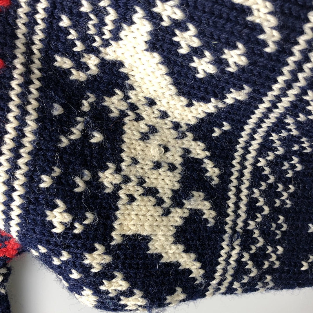 Vintage 70s-80'S LLBean All-Over Snow and Reindeer Pattern Nordic Sweater, Men's Size XL wool navy blue type Vintage Second Hand