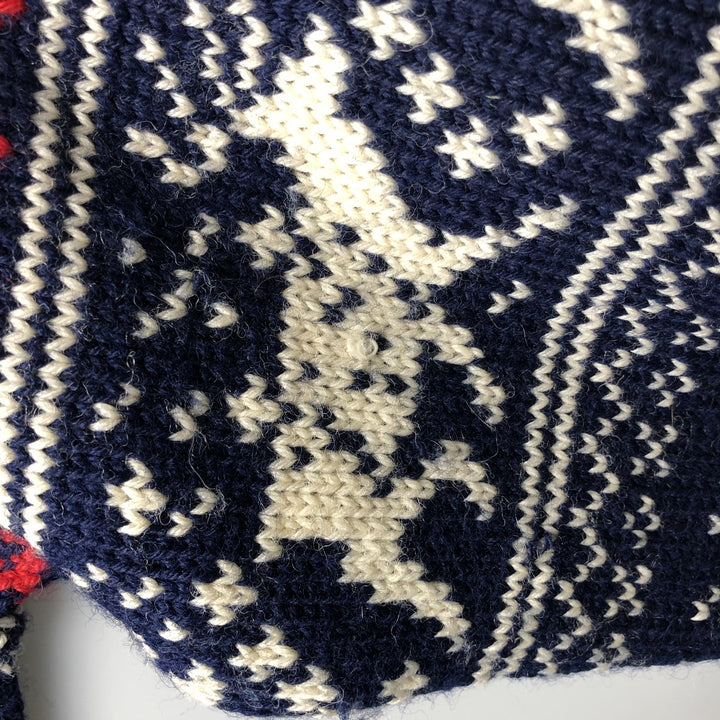 Vintage 70s-80'S LLBean All-Over Snow and Reindeer Pattern Nordic Sweater, Men's Size XL wool navy blue type Vintage Second Hand
