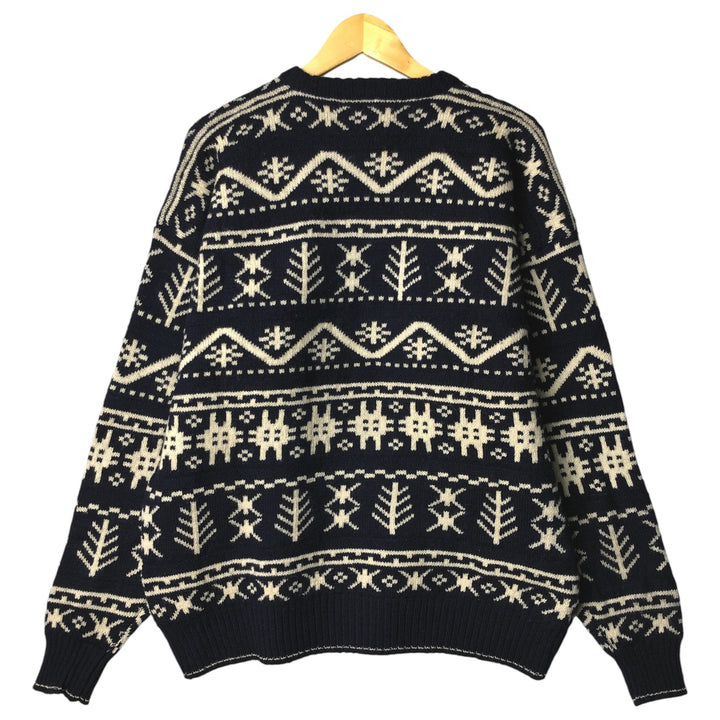 Vintage Eddie Bauer Nordic Print Sweater, Men's Size L wool navy blue type Vintage Second Hand