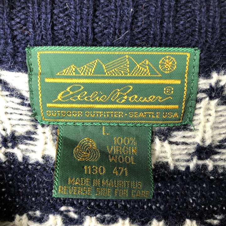 Vintage Eddie Bauer Nordic Print Sweater, Men's Size L wool navy blue type Vintage Second Hand