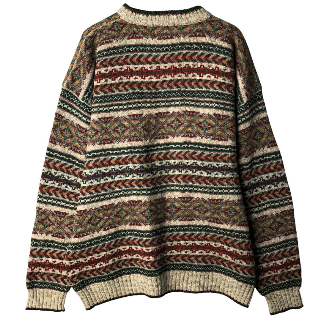 90'S WOOLRICH Fair Isle Pattern Nordic Sweater, Men's, Size XL, Vintage wool green type Vintage Second Hand