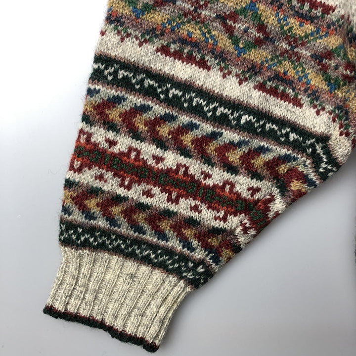 90'S WOOLRICH Fair Isle Pattern Nordic Sweater, Men's, Size XL, Vintage wool green type Vintage Second Hand