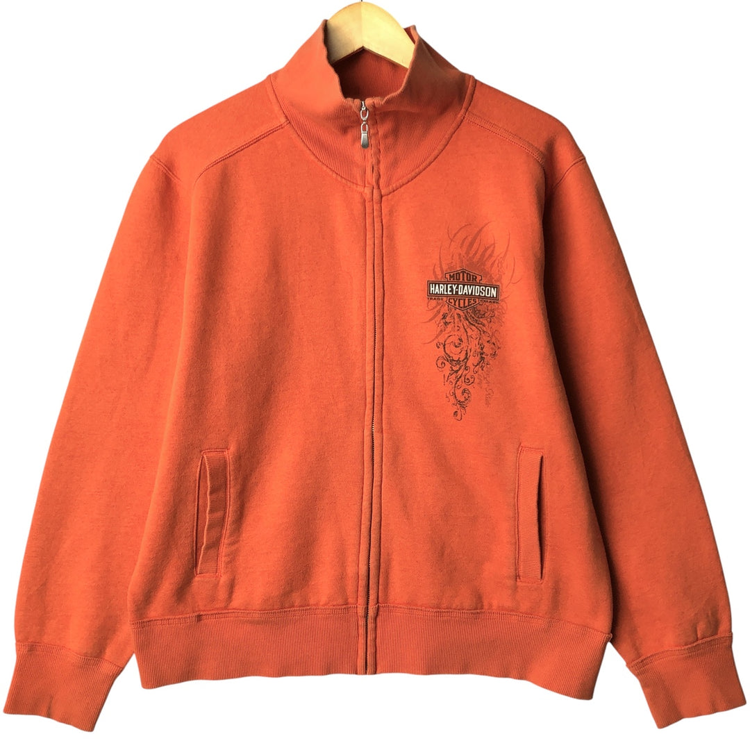 Harley-Davidson Full Zip Sweatshirt, Men's Size L cotton orange type Vintage Second Hand