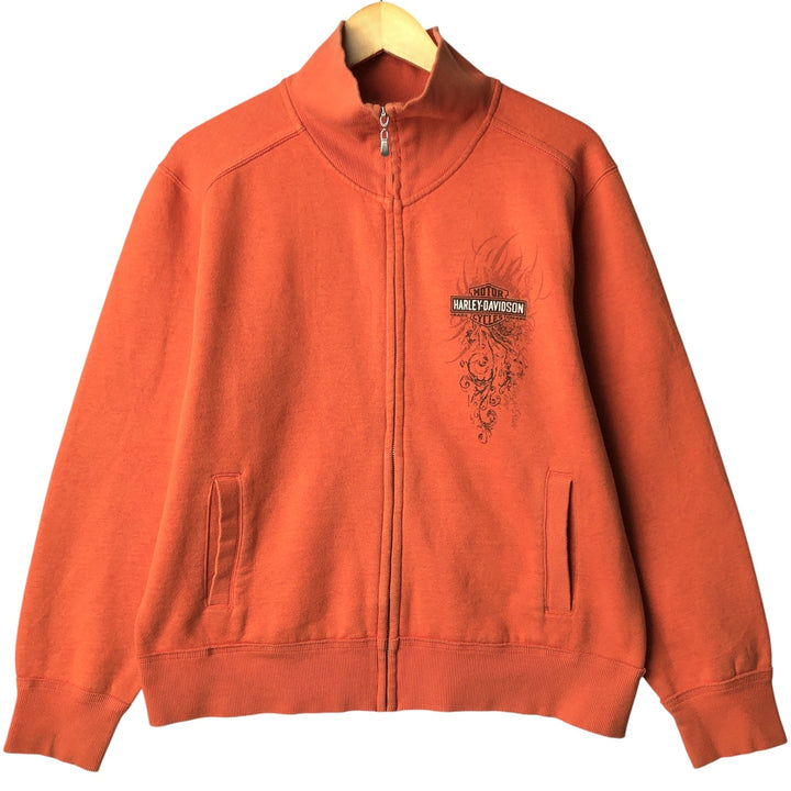 Harley-Davidson Full Zip Sweatshirt, Men's Size L cotton orange type Vintage Second Hand