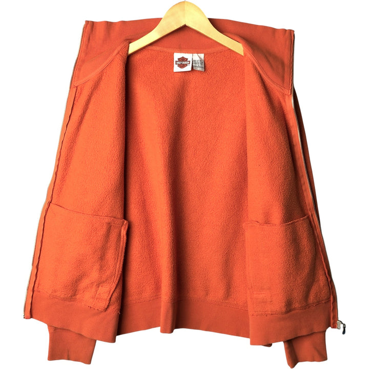 Harley-Davidson Full Zip Sweatshirt, Men's Size L cotton orange type Vintage Second Hand