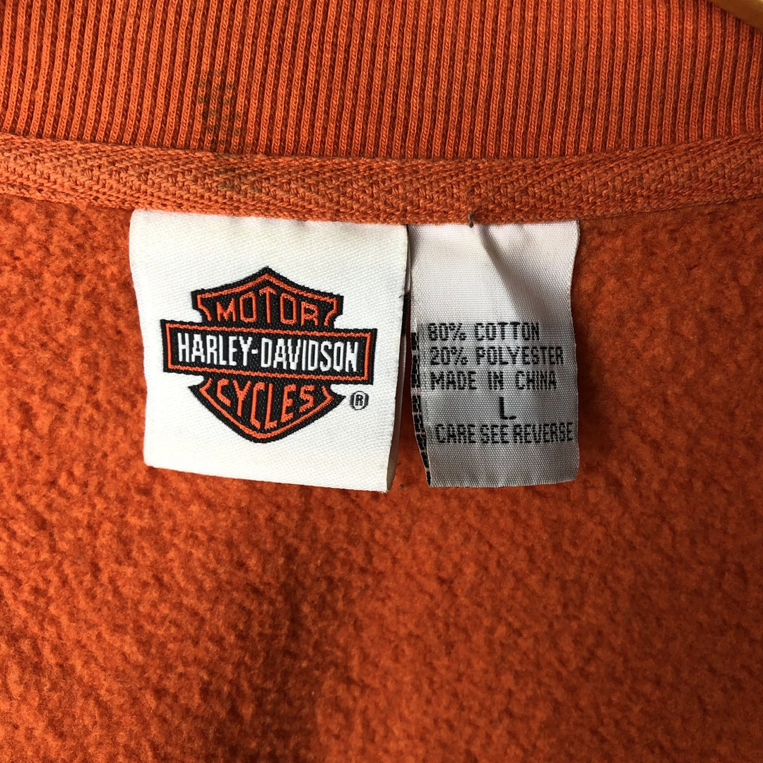 Harley-Davidson Full Zip Sweatshirt, Men's Size L cotton orange type Vintage Second Hand