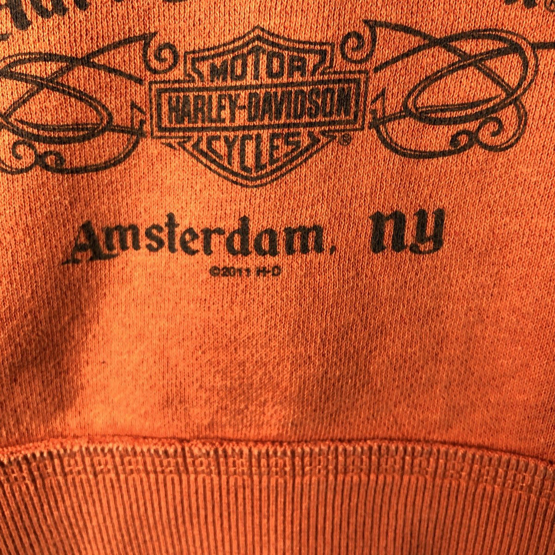Harley-Davidson Full Zip Sweatshirt, Men's Size L cotton orange type Vintage Second Hand