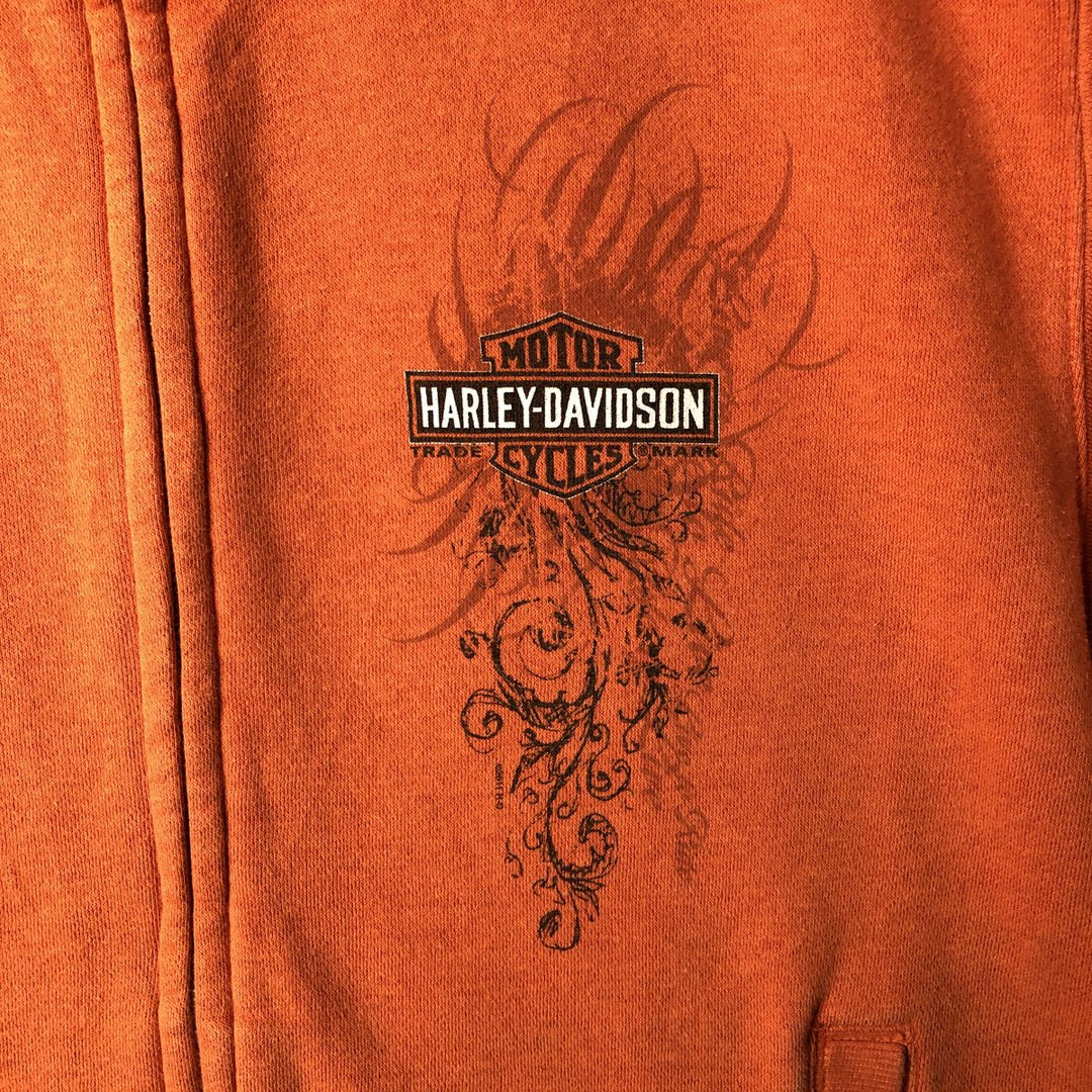 Harley-Davidson Full Zip Sweatshirt, Men's Size L cotton orange type Vintage Second Hand