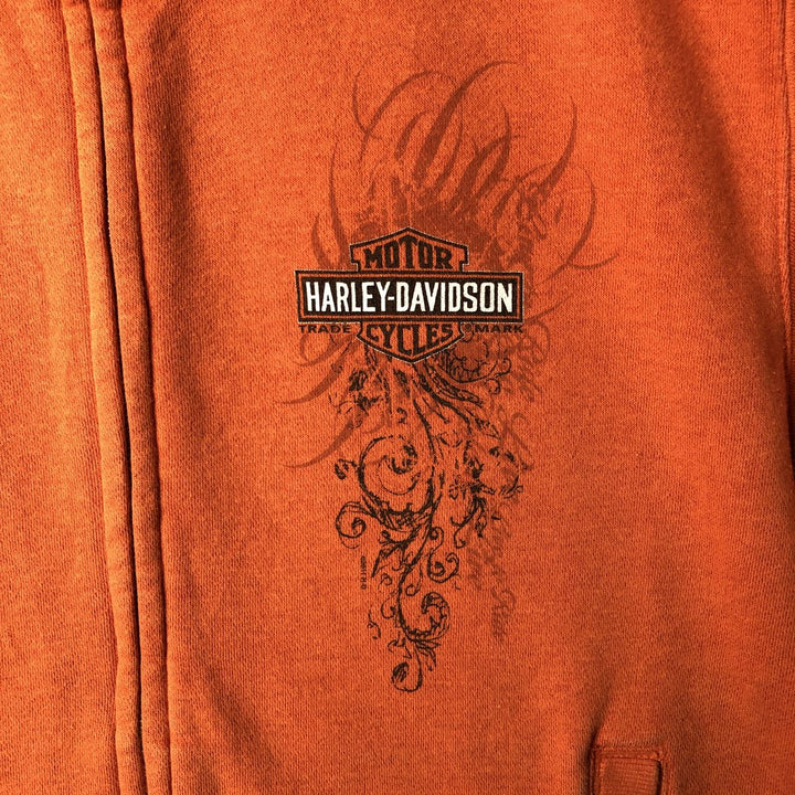 Harley-Davidson Full Zip Sweatshirt, Men's Size L cotton orange type Vintage Second Hand