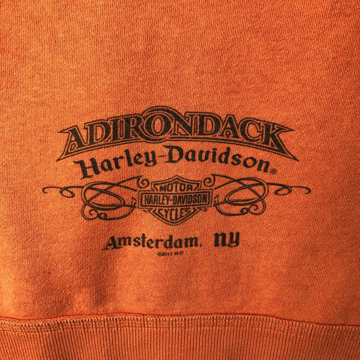 Harley-Davidson Full Zip Sweatshirt, Men's Size L cotton orange type Vintage Second Hand