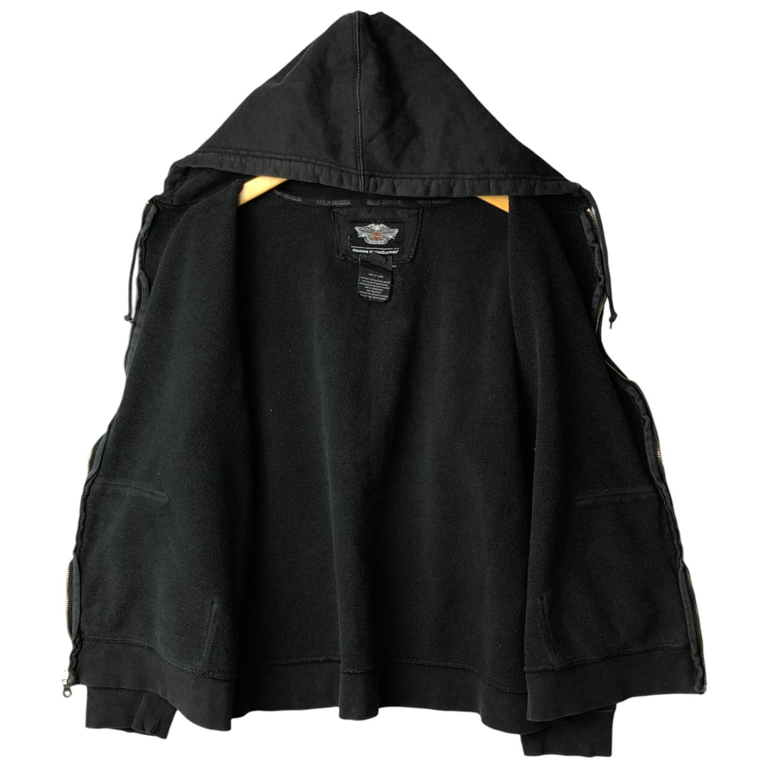 Harley-Davidson Back Logo Full-Zip Hoodie, Men's Size L cotton black type Vintage Second Hand