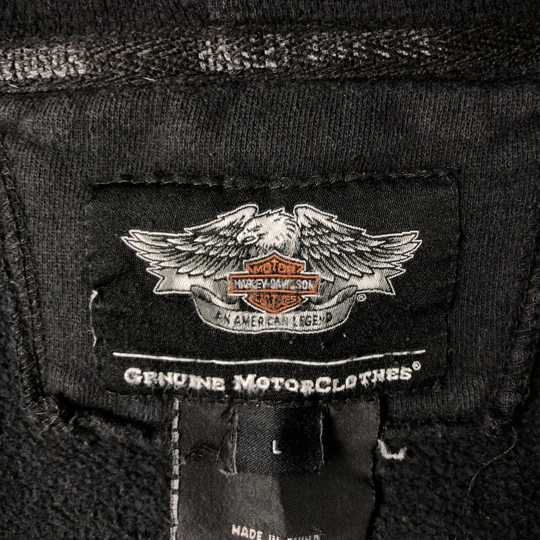 Harley-Davidson Back Logo Full-Zip Hoodie, Men's Size L cotton black type Vintage Second Hand