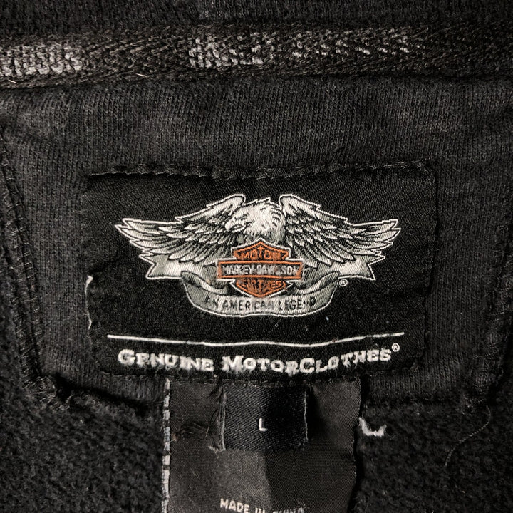 Harley-Davidson Back Logo Full-Zip Hoodie, Men's Size L cotton black type Vintage Second Hand