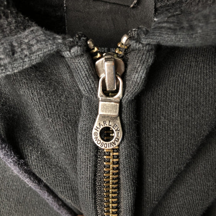 Harley-Davidson Back Logo Full-Zip Hoodie, Men's Size L cotton black type Vintage Second Hand