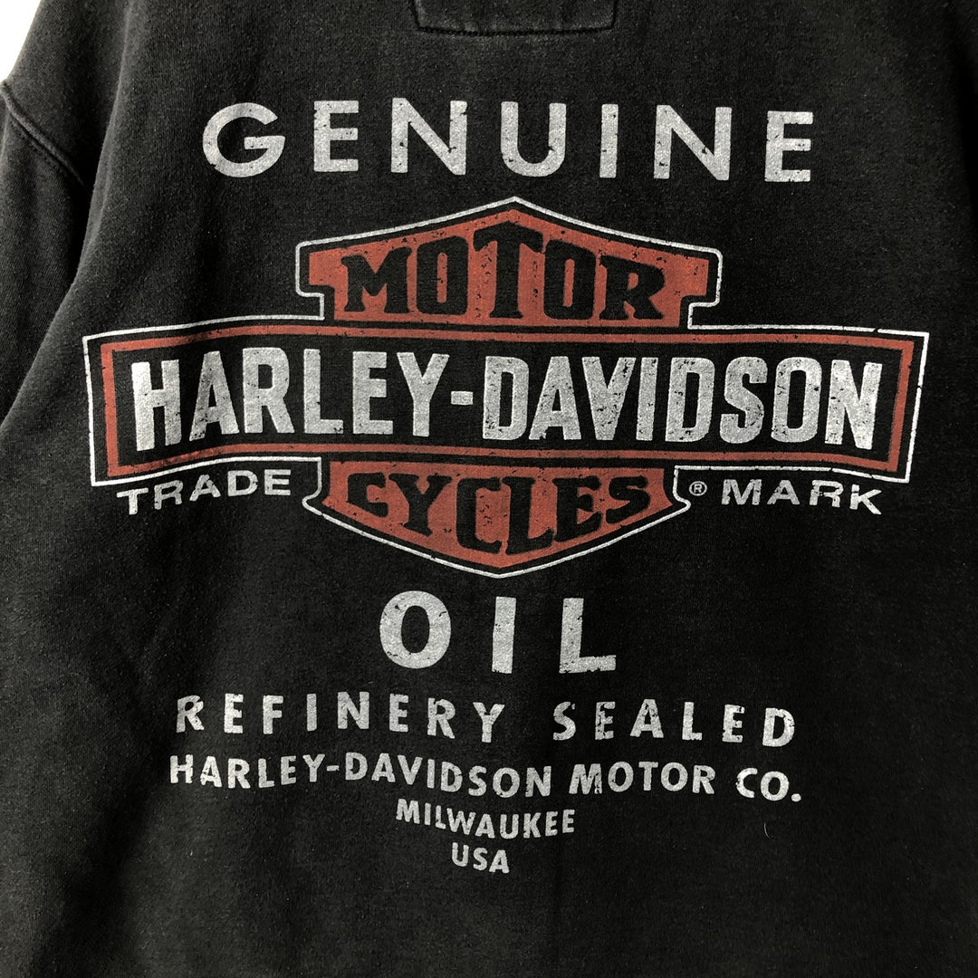 Harley-Davidson Back Logo Full-Zip Hoodie, Men's Size L cotton black type Vintage Second Hand