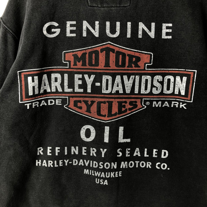 Harley-Davidson Back Logo Full-Zip Hoodie, Men's Size L cotton black type Vintage Second Hand