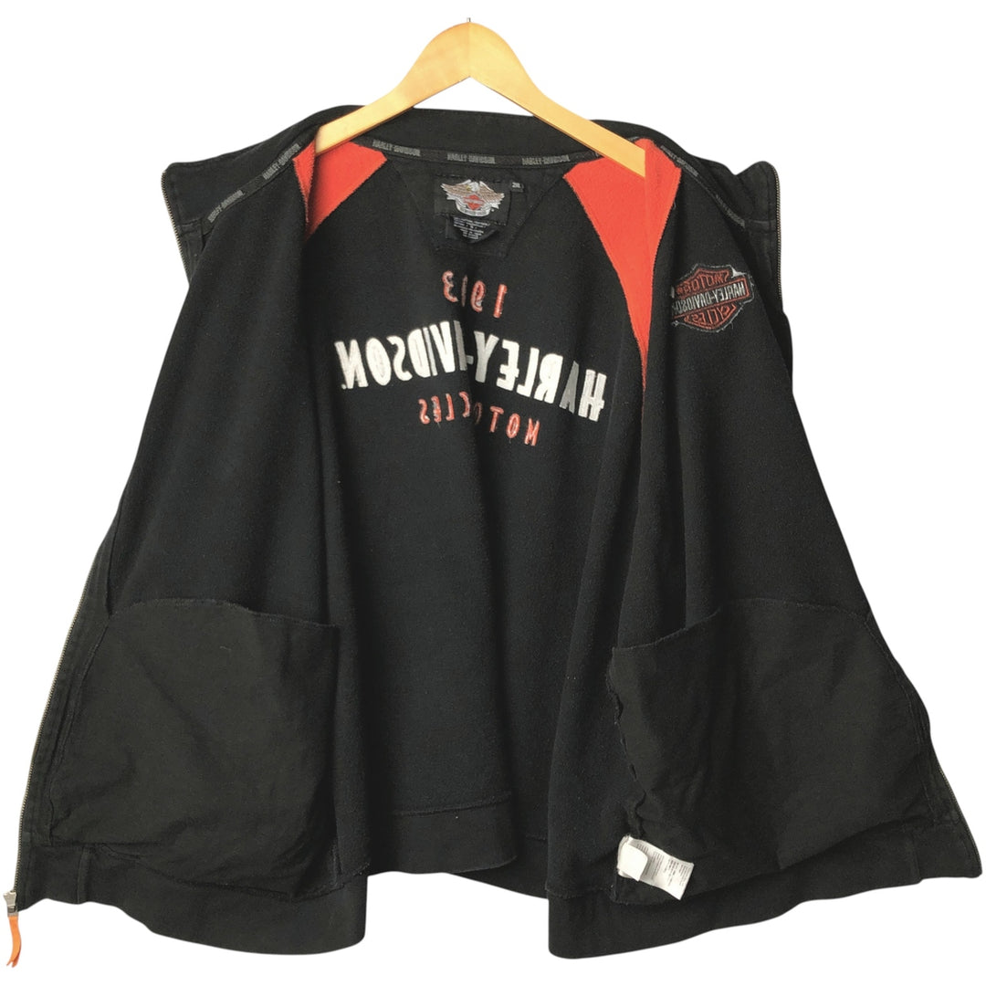 2000'S Harley-Davidson full-zip sweatshirt, men's size XXL cotton orange type Vintage Second Hand