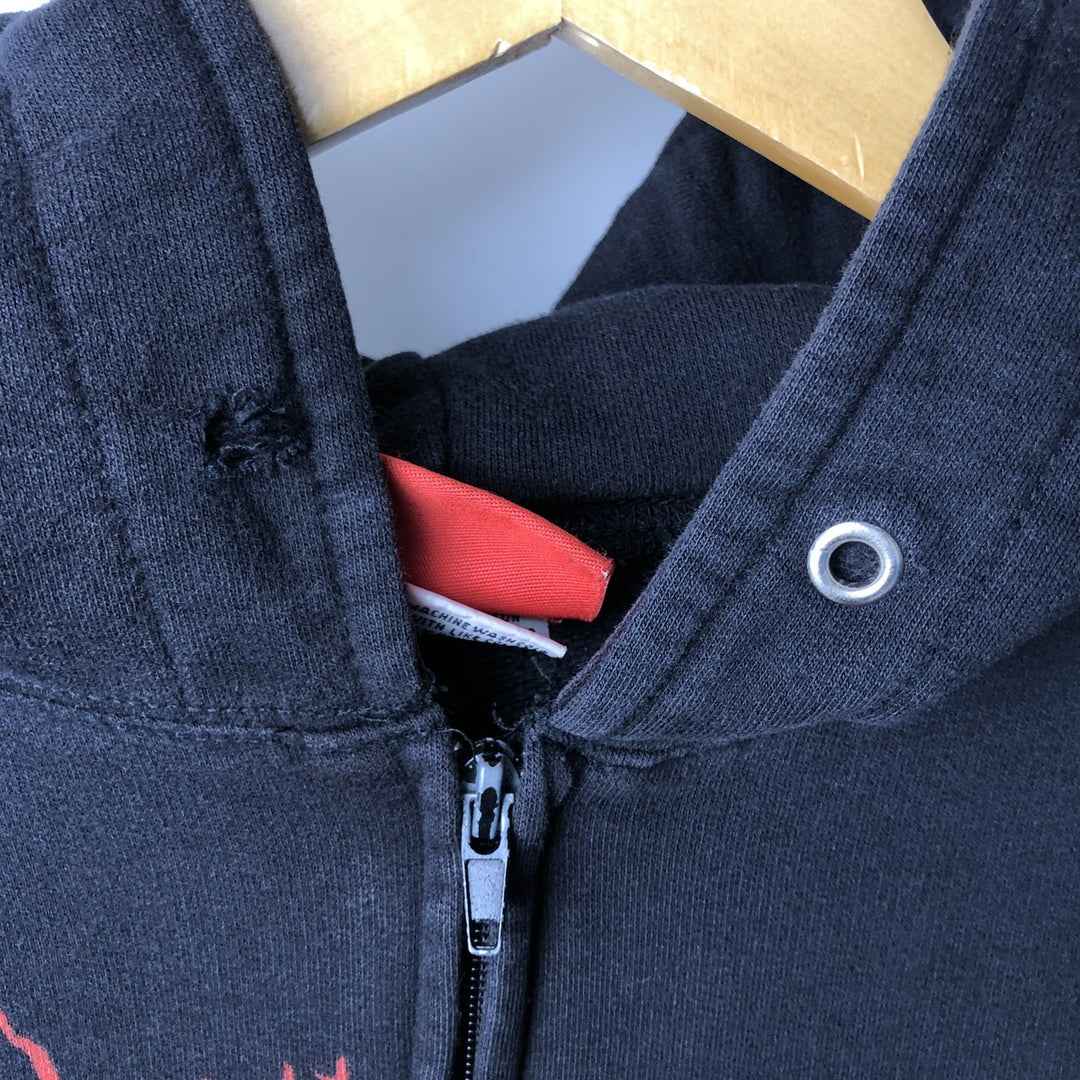 Bravado SLAYER Eagle Pattern Large Print Band Full-Zip Hoodie, Men's Size L cotton black type Vintage Second Hand