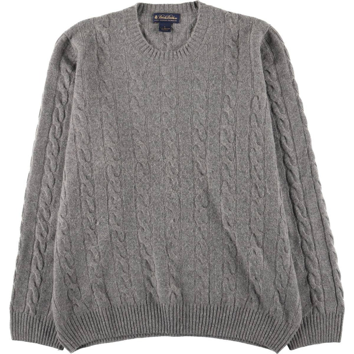 Brooks Brothers Cable Knit Cashmere Sweater, Made in Scotland, Men's Size L Cashmere gray type Vintage Second Hand