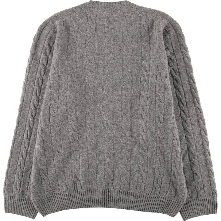 Brooks Brothers Cable Knit Cashmere Sweater, Made in Scotland, Men's Size L Cashmere gray type Vintage Second Hand