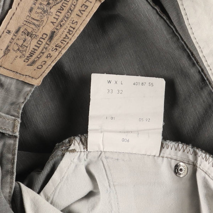90'S Levi's 401 Chino Pants, Made in Italy, Men's, Size W33, Vintage cotton gray type Vintage Second Hand