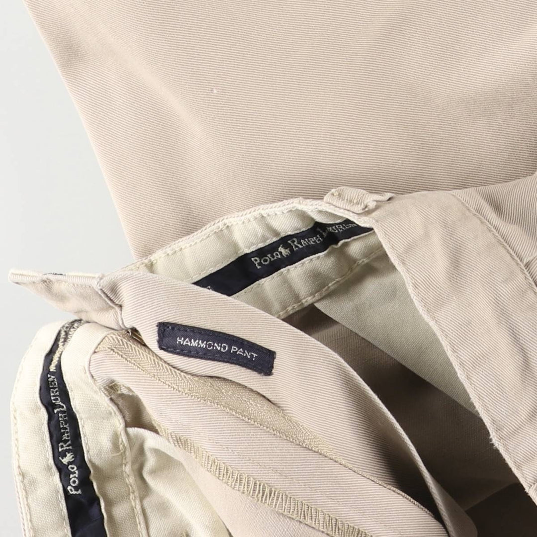Ralph Lauren Polo Hammond Pant, two-pleat chino pants, men's size W34. cotton Beige type Vintage Second Hand