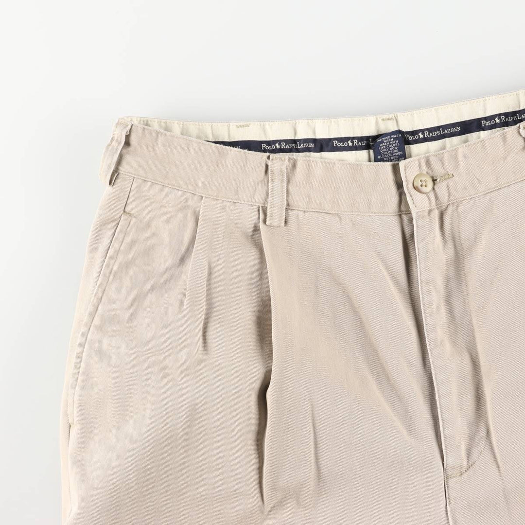 Ralph Lauren Polo Hammond Pant, two-pleat chino pants, men's size W34. cotton Beige type Vintage Second Hand