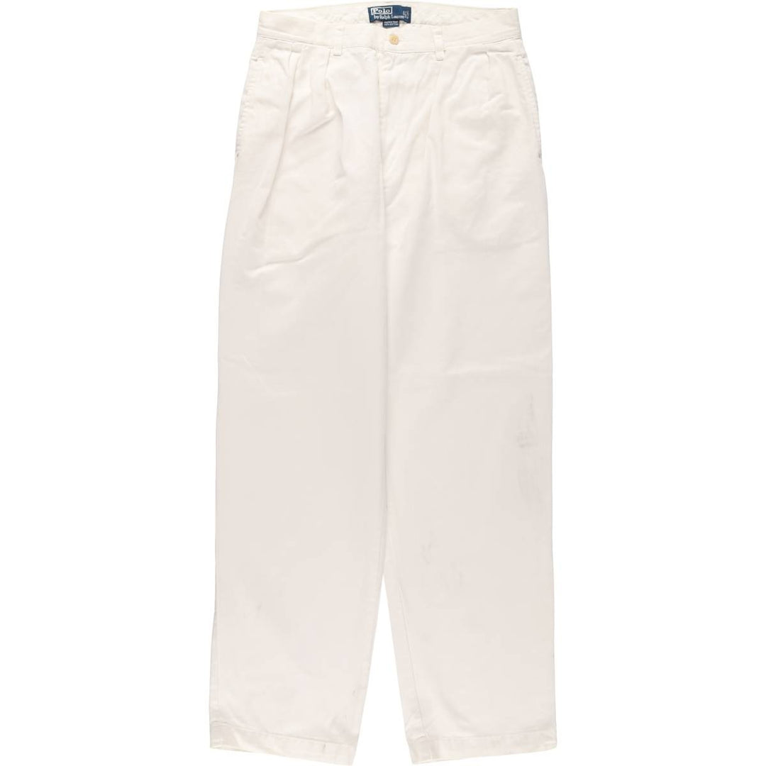 Ralph Lauren POLO by Ralph Lauren ANDREW PANT, two-pleat chino pants, men's, W32 equivalent cotton white type Vintage Second Hand