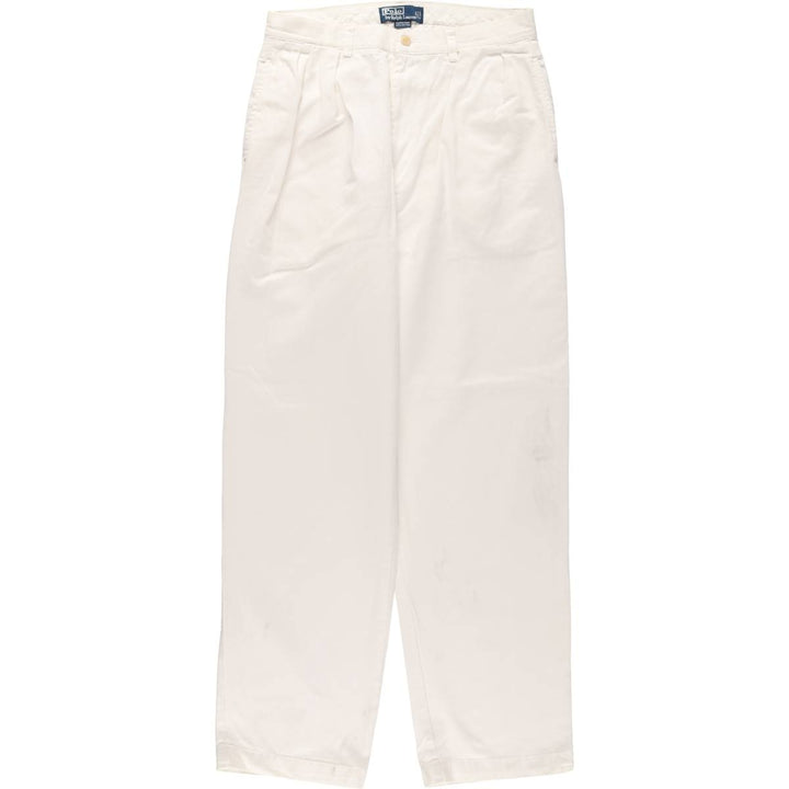 Ralph Lauren POLO by Ralph Lauren ANDREW PANT, two-pleat chino pants, men's, W32 equivalent cotton white type Vintage Second Hand