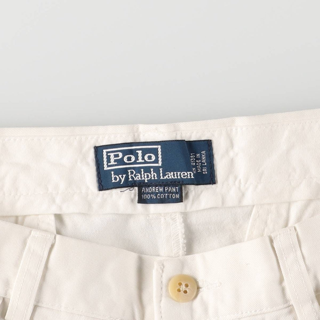Ralph Lauren POLO by Ralph Lauren ANDREW PANT, two-pleat chino pants, men's, W32 equivalent cotton white type Vintage Second Hand