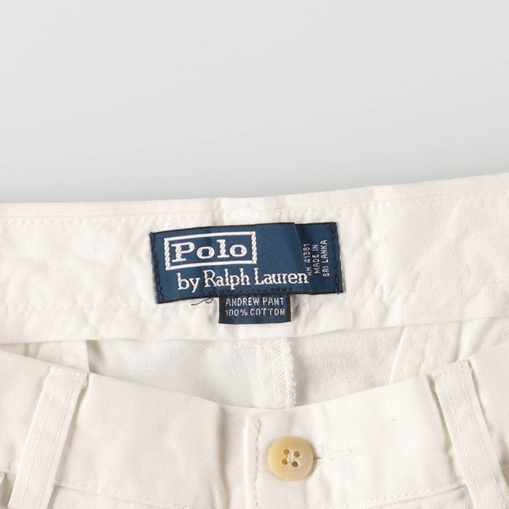 Ralph Lauren POLO by Ralph Lauren ANDREW PANT, two-pleat chino pants, men's, W32 equivalent cotton white type Vintage Second Hand
