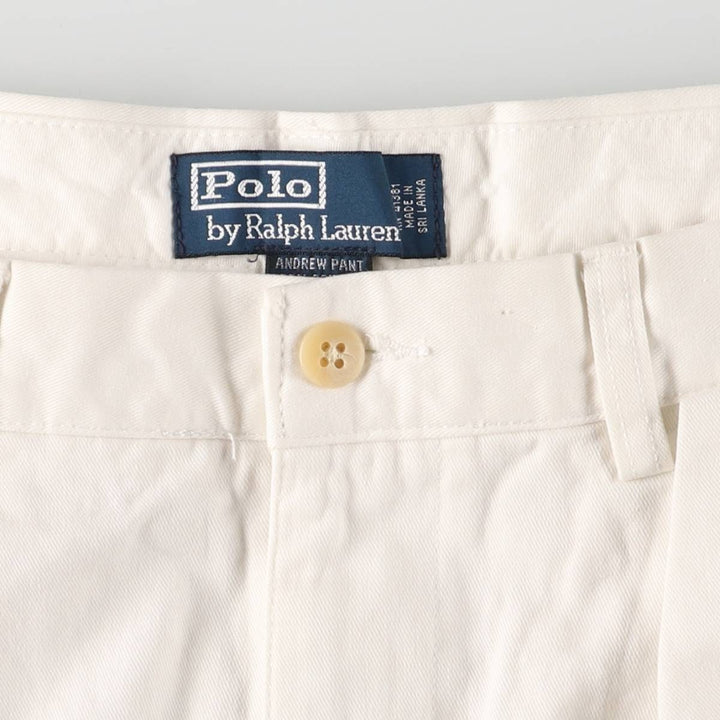 Ralph Lauren POLO by Ralph Lauren ANDREW PANT, two-pleat chino pants, men's, W32 equivalent cotton white type Vintage Second Hand