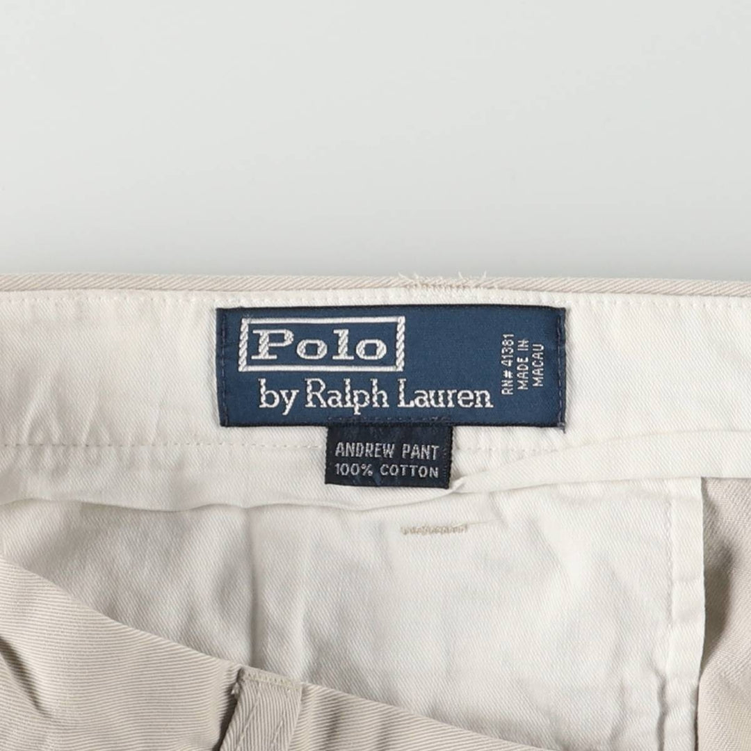 Ralph Lauren POLO by Ralph Lauren ANDREW PANT Two-pleat chino pants for men, equivalent to w36 cotton Beige type Vintage Second Hand