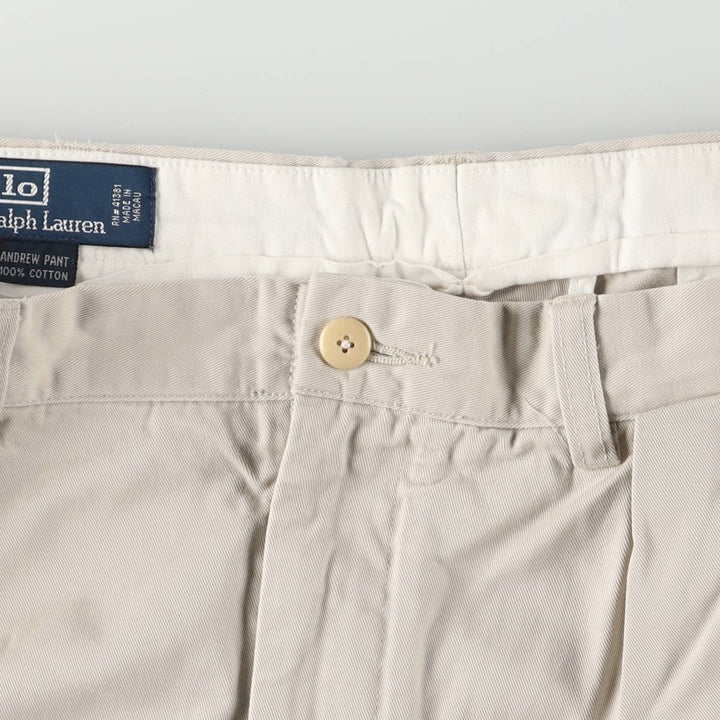 Ralph Lauren POLO by Ralph Lauren ANDREW PANT Two-pleat chino pants for men, equivalent to w36 cotton Beige type Vintage Second Hand