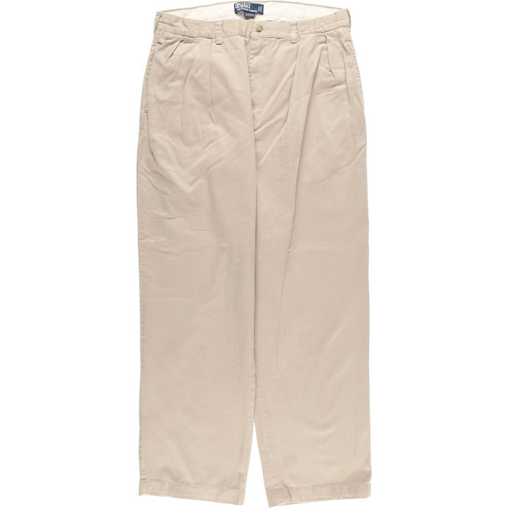 Ralph Lauren POLO by Ralph Lauren ANDREW PANT, two-pleat chino pants, men's, W35 equivalent cotton Beige type Vintage Second Hand