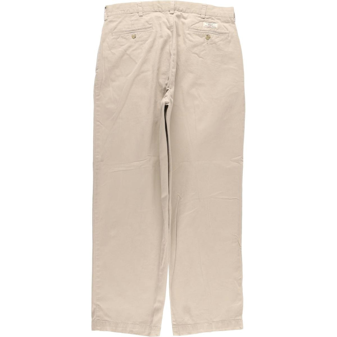 Ralph Lauren POLO by Ralph Lauren ANDREW PANT, two-pleat chino pants, men's, W35 equivalent cotton Beige type Vintage Second Hand