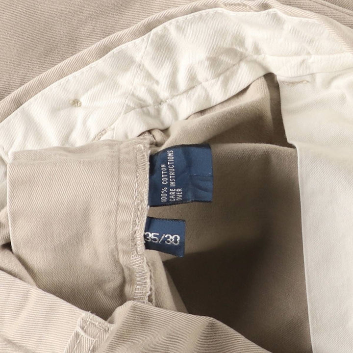 Ralph Lauren POLO by Ralph Lauren ANDREW PANT, two-pleat chino pants, men's, W35 equivalent cotton Beige type Vintage Second Hand