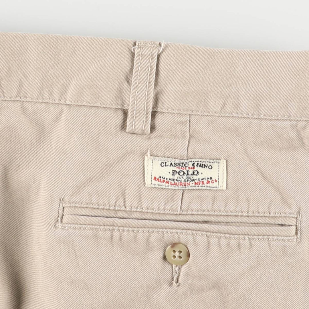 Ralph Lauren POLO by Ralph Lauren ANDREW PANT, two-pleat chino pants, men's, W35 equivalent cotton Beige type Vintage Second Hand