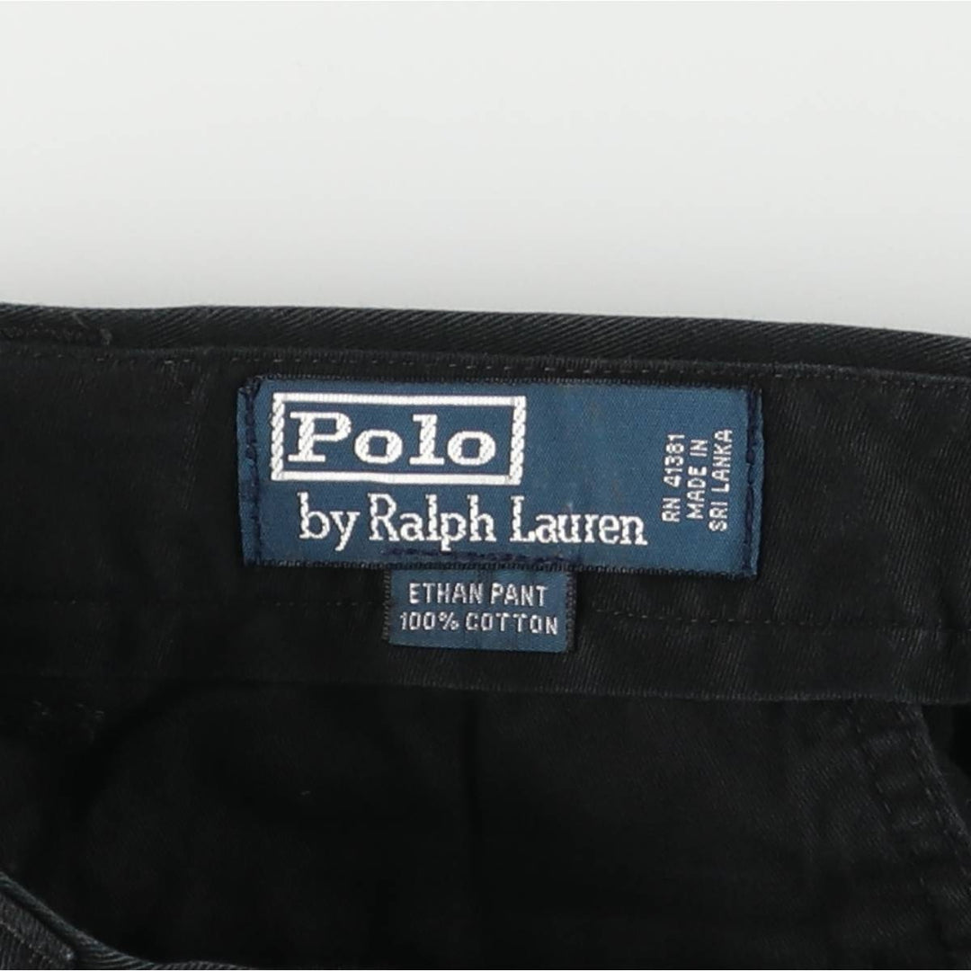 Ralph Lauren POLO by Ralph Lauren ETHAN PANT Two-pleat Chino Pants Men's Size W32 cotton black type Vintage Second Hand