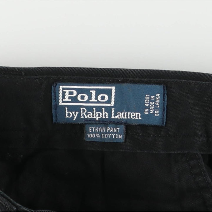 Ralph Lauren POLO by Ralph Lauren ETHAN PANT Two-pleat Chino Pants Men's Size W32 cotton black type Vintage Second Hand