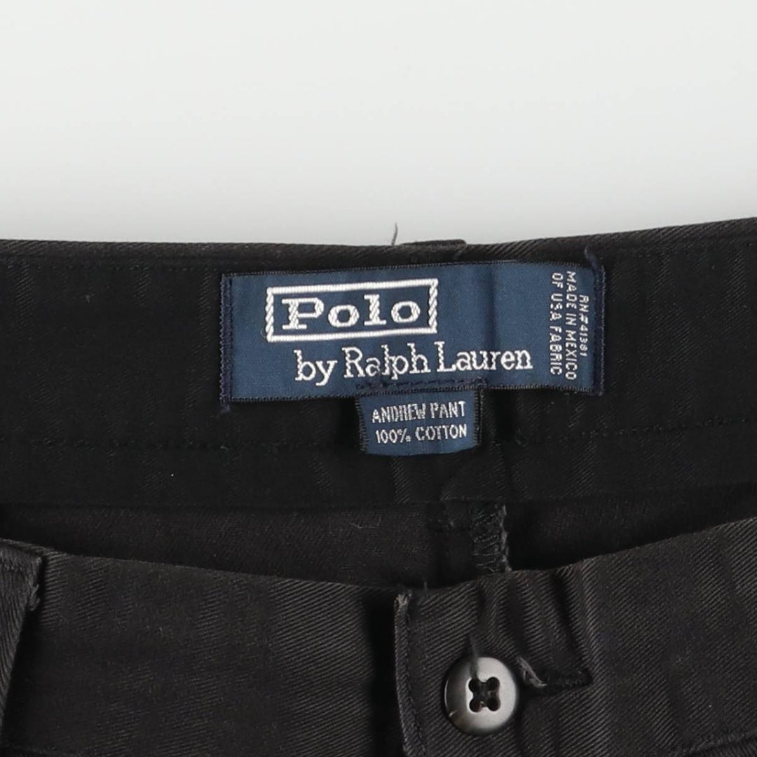 Ralph Lauren POLO by Ralph Lauren ANDREW PANT Two-pleat chino pants for men, equivalent to w36 cotton black type Vintage Second Hand