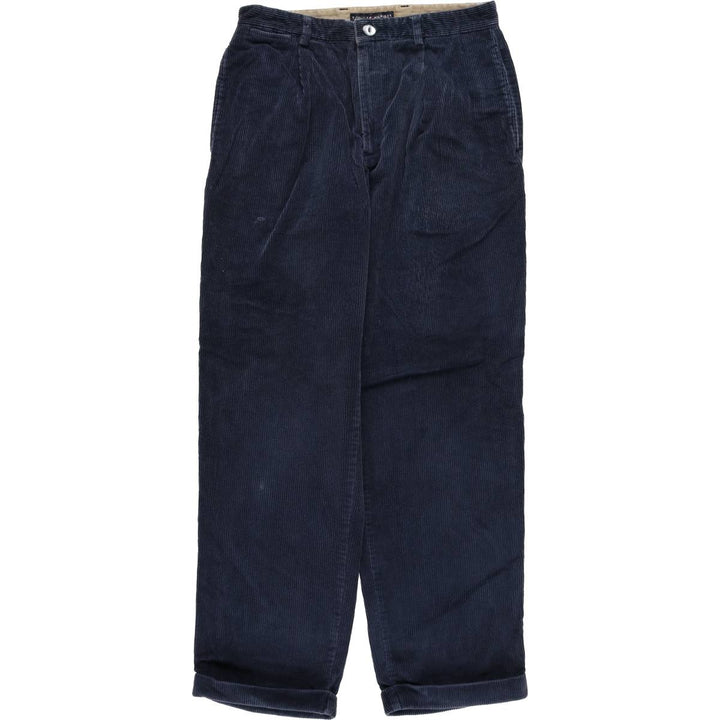 2000'S Tommy Hilfiger wide-ribbed, one-pleat corduroy pants, men's size W32 cotton navy blue type Vintage Second Hand