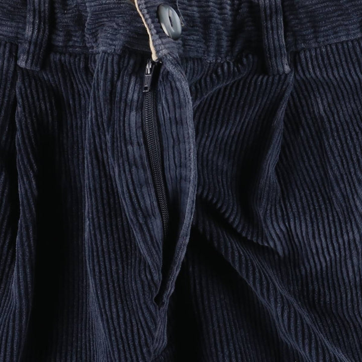2000'S Tommy Hilfiger wide-ribbed, one-pleat corduroy pants, men's size W32 cotton navy blue type Vintage Second Hand
