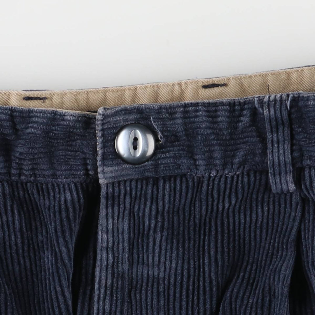 2000'S Tommy Hilfiger wide-ribbed, one-pleat corduroy pants, men's size W32 cotton navy blue type Vintage Second Hand
