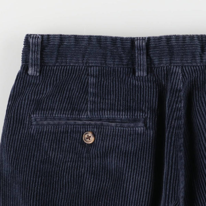 2000'S Tommy Hilfiger wide-ribbed, one-pleat corduroy pants, men's size W32 cotton navy blue type Vintage Second Hand