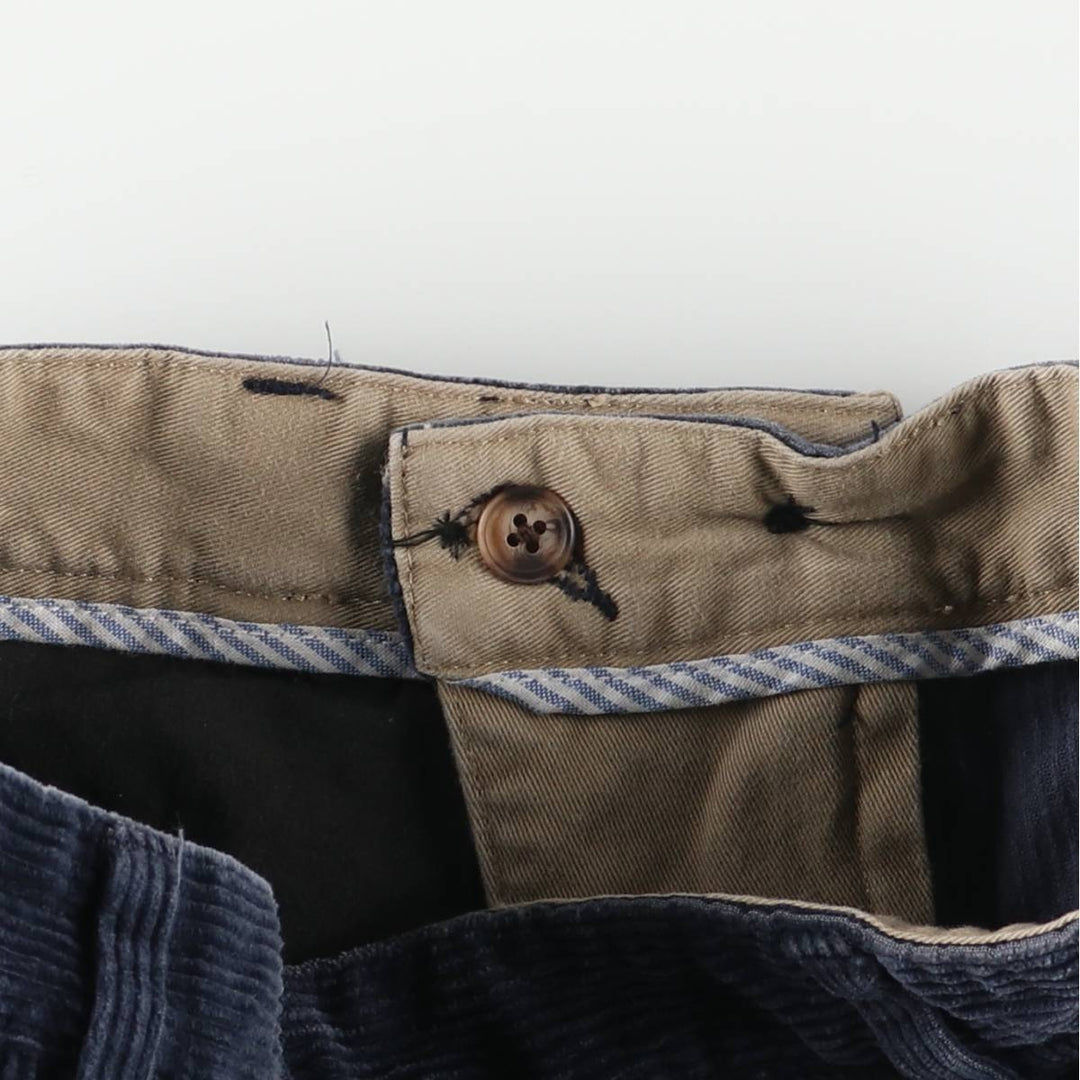 2000'S Tommy Hilfiger wide-ribbed, one-pleat corduroy pants, men's size W32 cotton navy blue type Vintage Second Hand